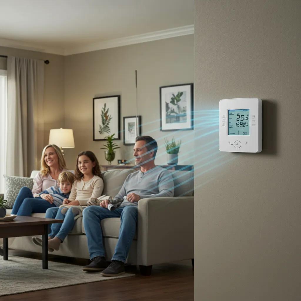 Modern HVAC system in a cozy home, highlighting energy efficiency and family comfort